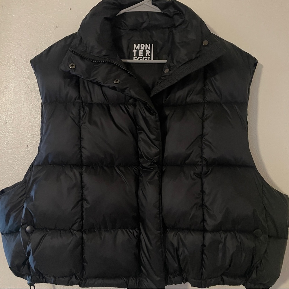 Montereggi Black Puffer Vest Cropped Oversized Italian Style 8 S